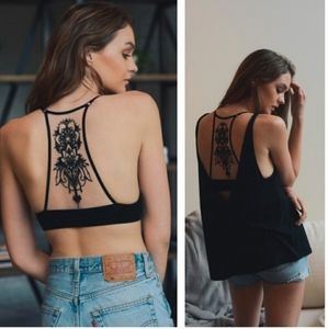 Restocked! Black Tattoo-Backed Bralette